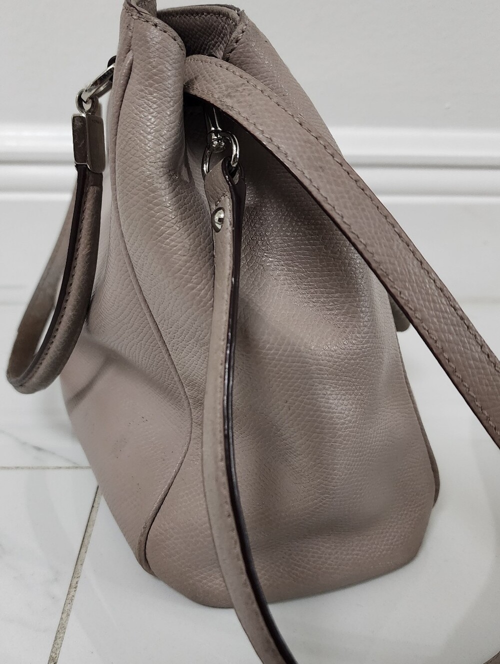 Coach Mini Christie Carryall Leather Satchel Crossbody Bag Taupe - Picture 5 of 16
